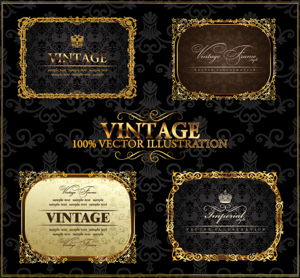 free vector Europeanstyle gold frame vector